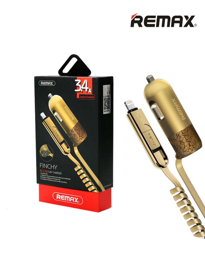 Remax RC-C103 Finchy Car Charger - 2-in-1 Cable